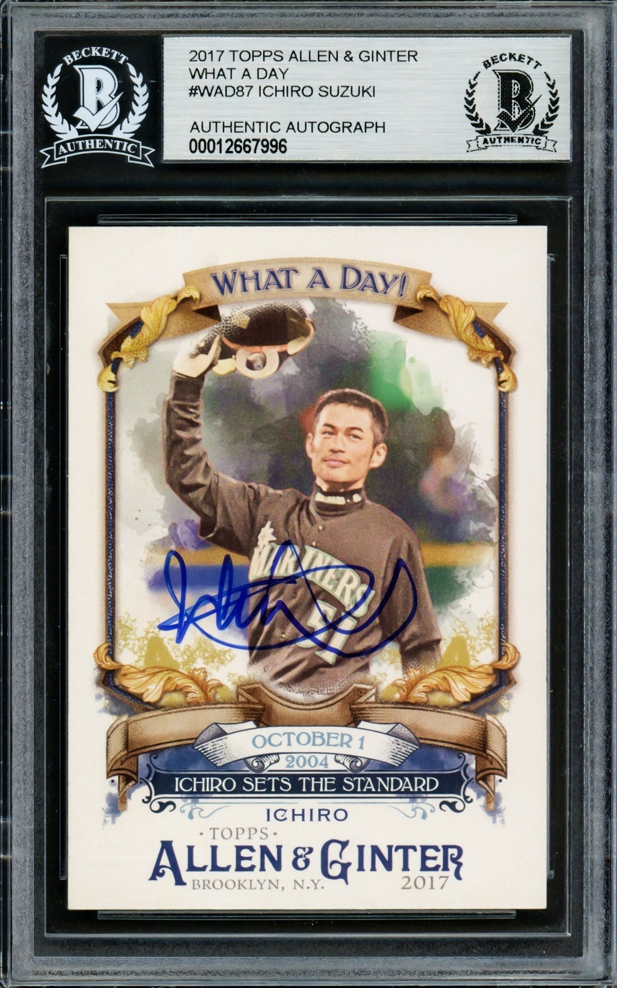 Ichiro Suzuki Autographed 2017 Topps Allen & Ginter What A Day Card #Wad-87 Seattle Mariners Beckett Bas Stock #220284