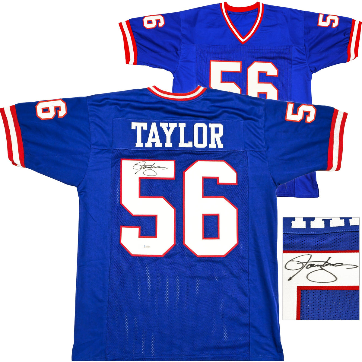 New York Giants Lawrence Taylor Autographed Blue Jersey Beckett Bas Witness