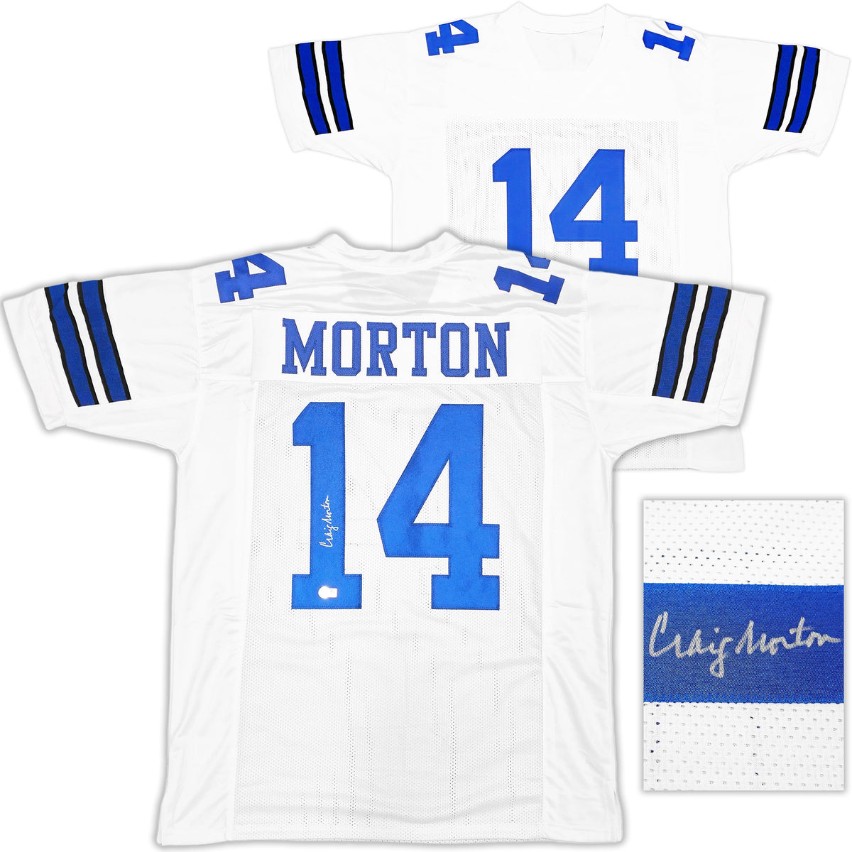 Dallas Cowboys Craig Morton Autographed White & Blue Jersey Beckett Bas Qr