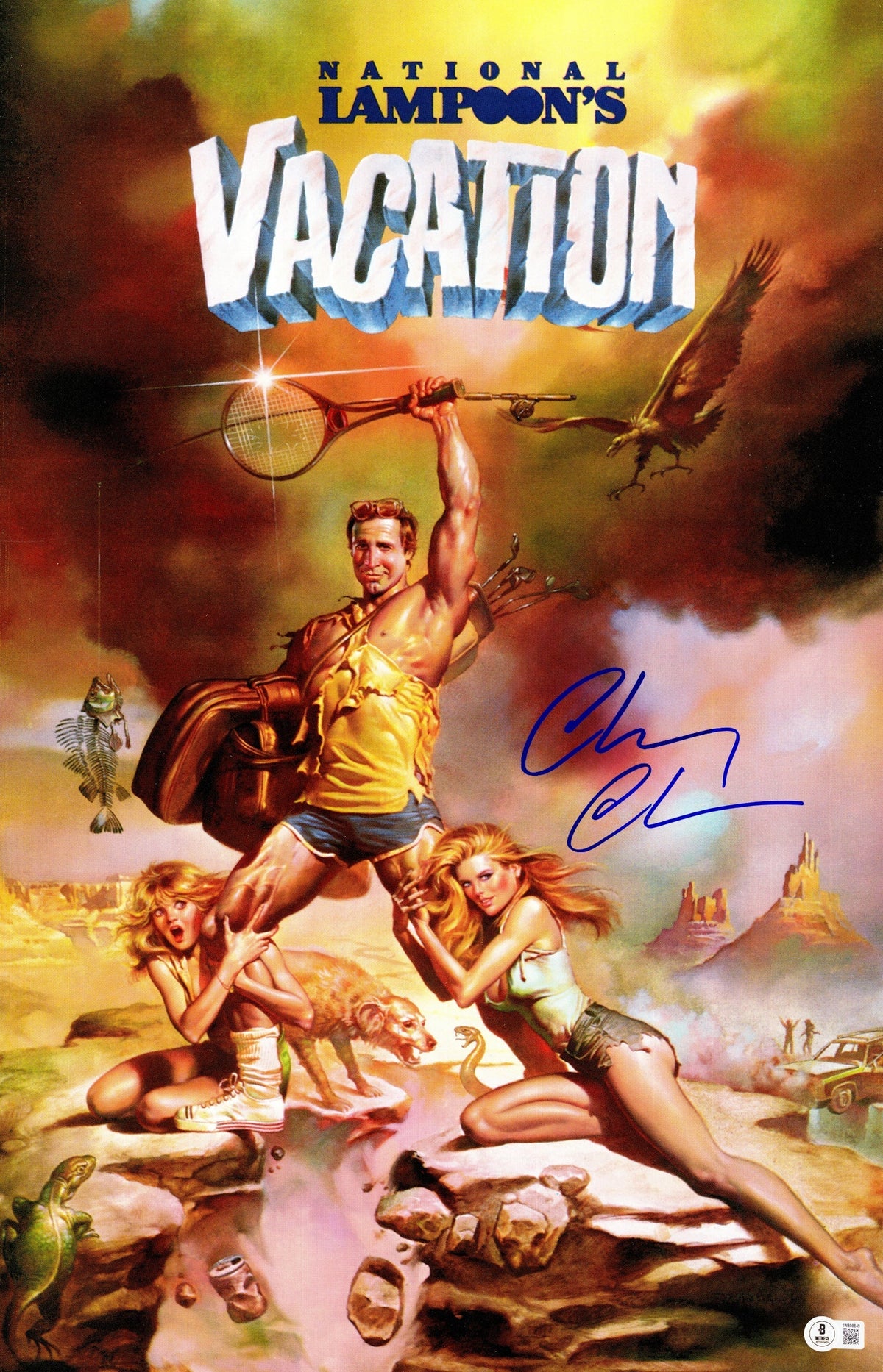 Chevy Chase Autographed 40X27 Vacation Movie Poster Clark Griswold Beckett Bas Witness