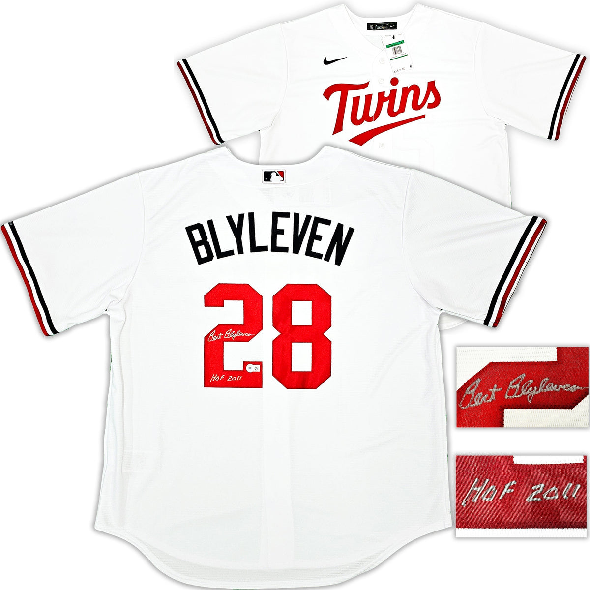 Minnesota Twins Bert Blyleven Autographed White Nike Jersey Size Xl "Hof 2011" Beckett Bas Witness Stock #220105
