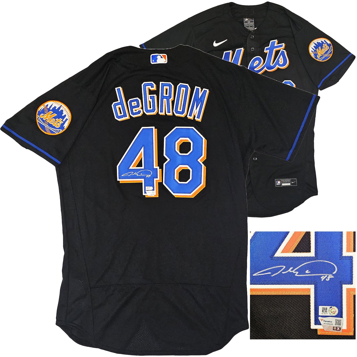 New York Mets Jacob Degrom Autographed Black Nike Authentic Jersey Size 44 Fanatics Holo Stock #218736