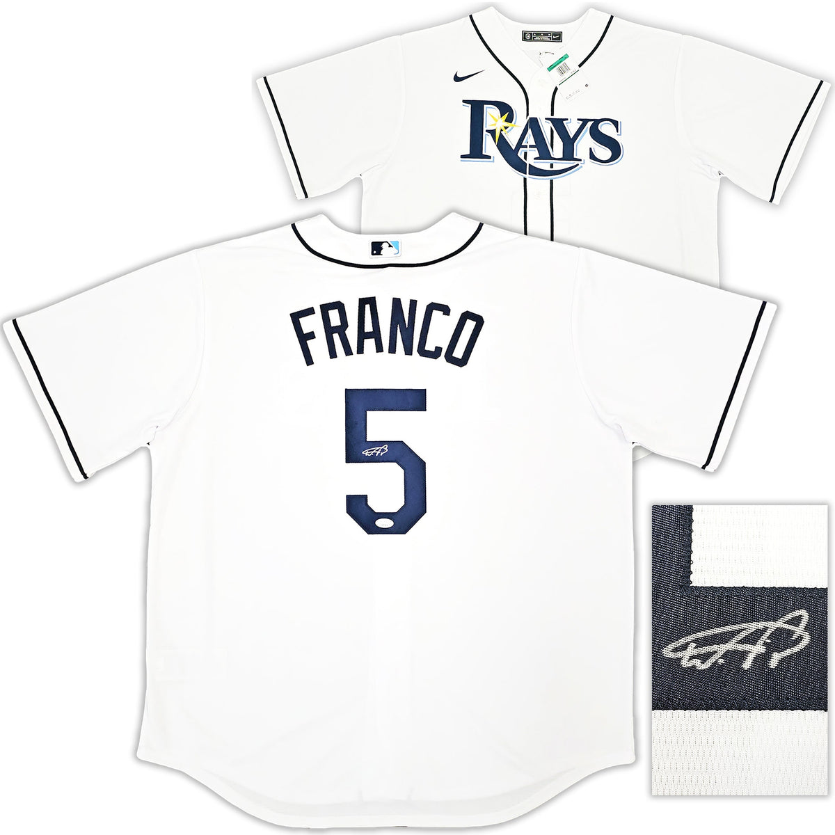 Tampa Bay Rays Wander Franco Autographed White Nike Jersey Size Xl Jsa Stock #218683