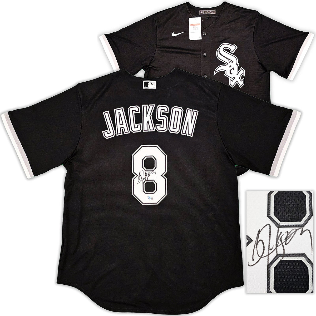 Chicago White Sox Bo Jackson Autographed Black Nike Jersey Size L Beckett Bas Witness Stock #218042