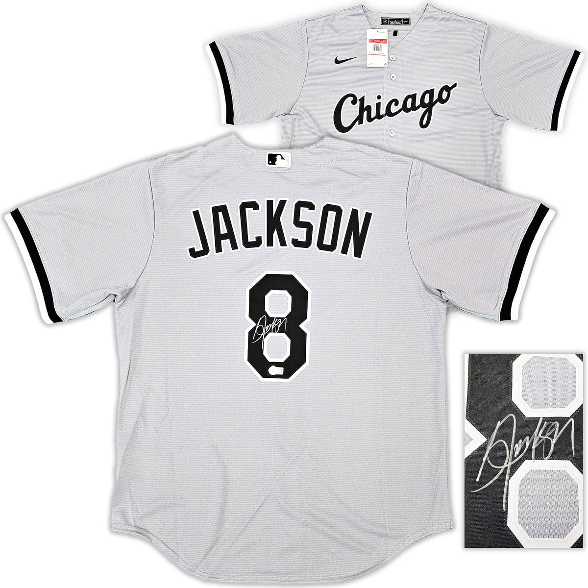 Chicago White Sox Bo Jackson Autographed Gray Nike Jersey Size L Beckett Bas Witness Stock #218038