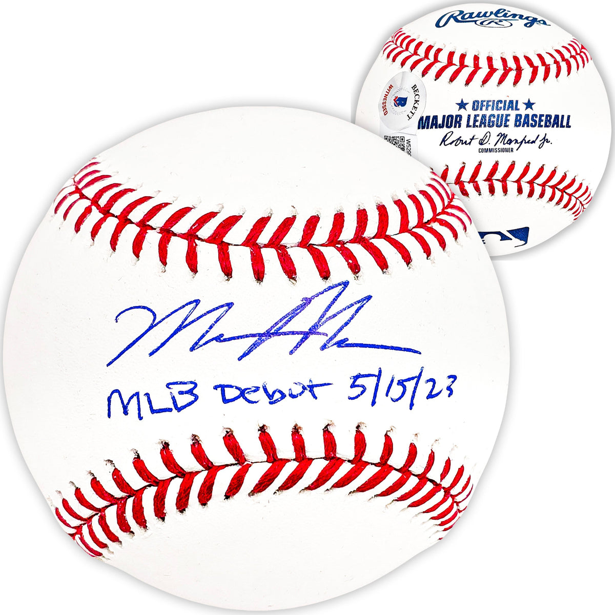 Matt Mclain Autographed Official MLB Baseball Cincinnati Reds "MLB Debut 5/15/23" Beckett Bas Witness Stock #220359