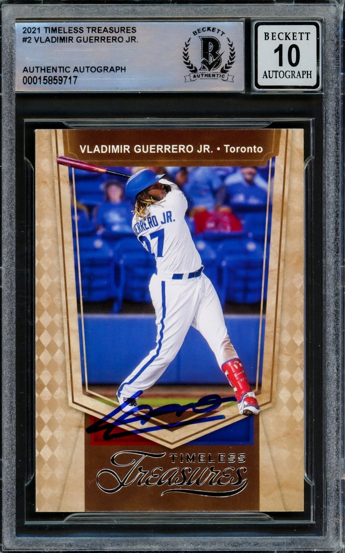 Vladimir Guerrero Jr. Autographed 2021 Panini Timeless Treasures Card #2 Toronto Blue Jays Auto Grade Gem Mint 10 Beckett Bas #15859717