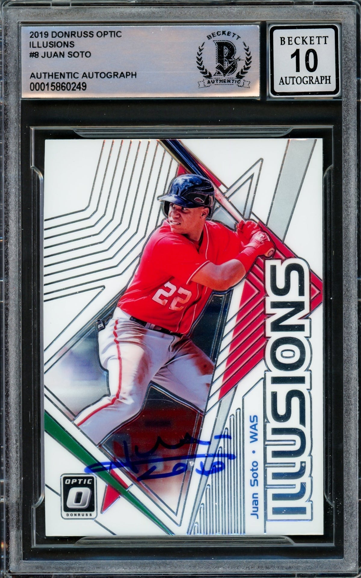 Juan Soto Autographed 2019 Donruss Optic Illusions Card #Oi-8 Washington Nationals Auto Grade Gem Mint 10 Beckett Bas #15860249