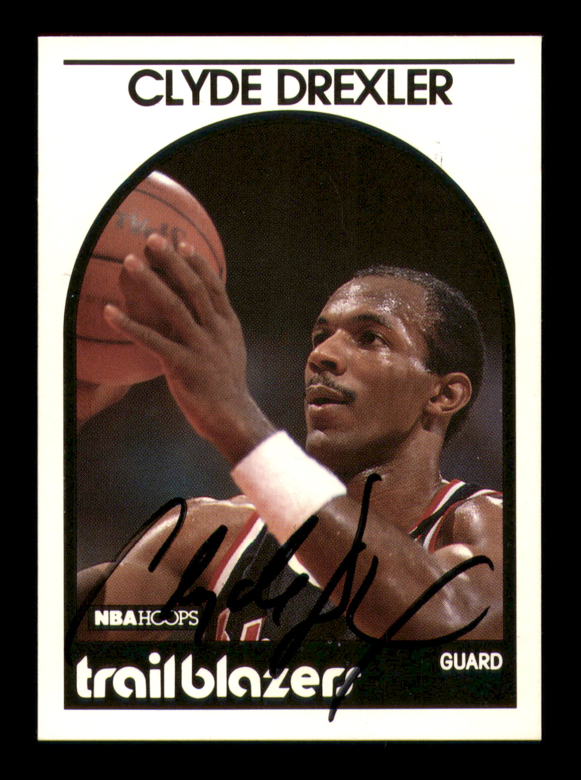Clyde Drexler Autographed 1989-90 Hoops Card #190 Portland Trail Blazers Sku #219196
