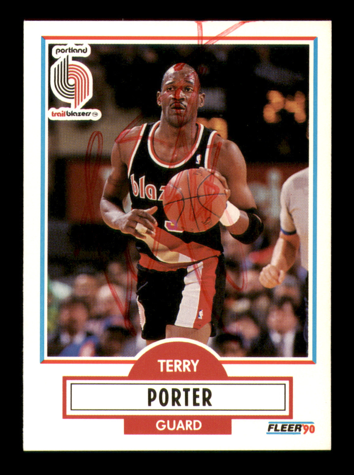 Terry Porter Autographed 1990-91 Fleer Card #158 Portland Trail Blazers Sku #219223