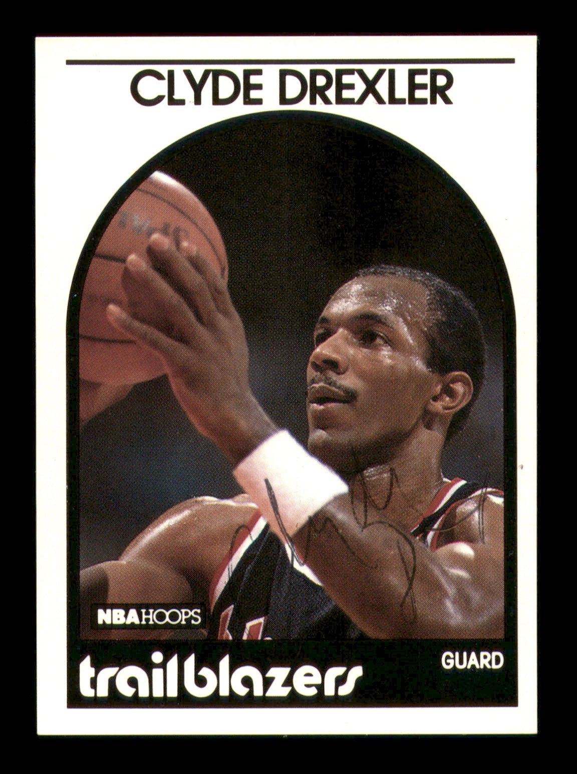Clyde Drexler Autographed 1989-90 Hoops Card #190 Portland Trail Blazers Sku #219231