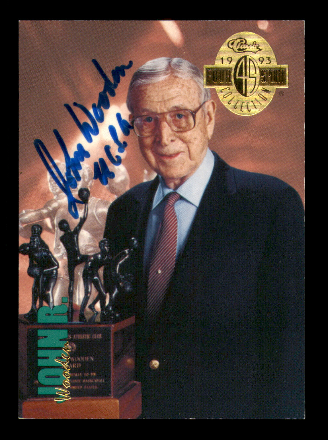 John Wooden Autographed 1993 Classic Four Sport Card #310 Ucla Bruins "Ucla" Sku #219250
