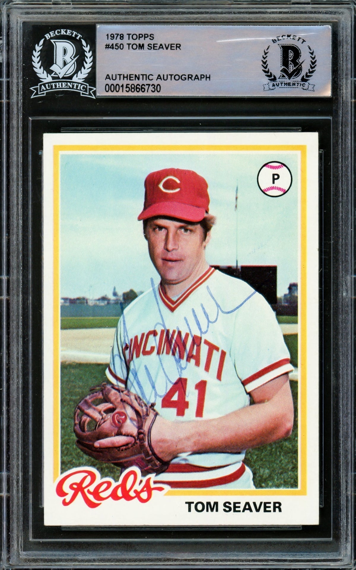 Tom Seaver Autographed 1978 Topps Card #450 Cincinnati Reds Beckett Bas #15866730