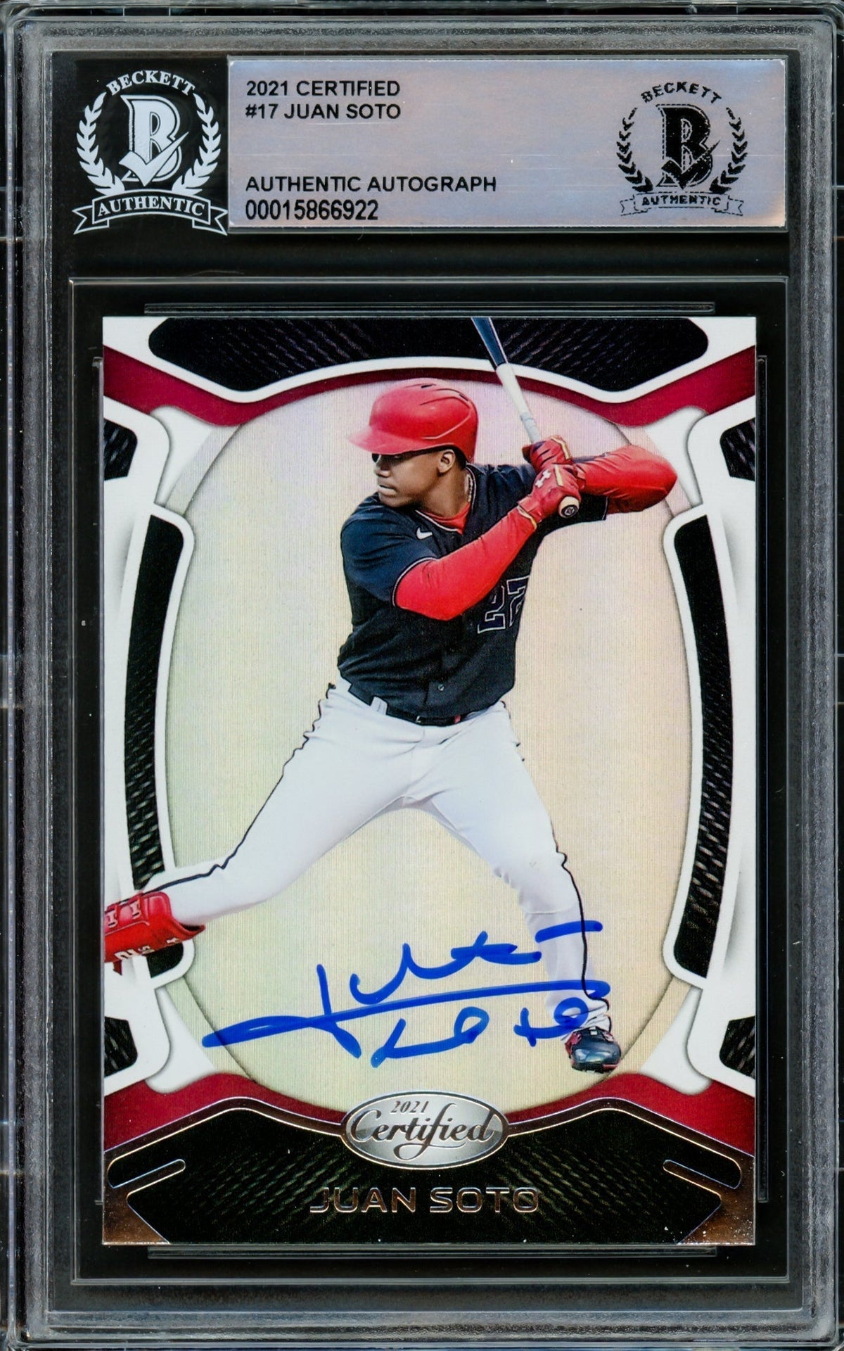Juan Soto Autographed 2021 Panini Certified Card #17 Washington Nationals Beckett Bas #15866922