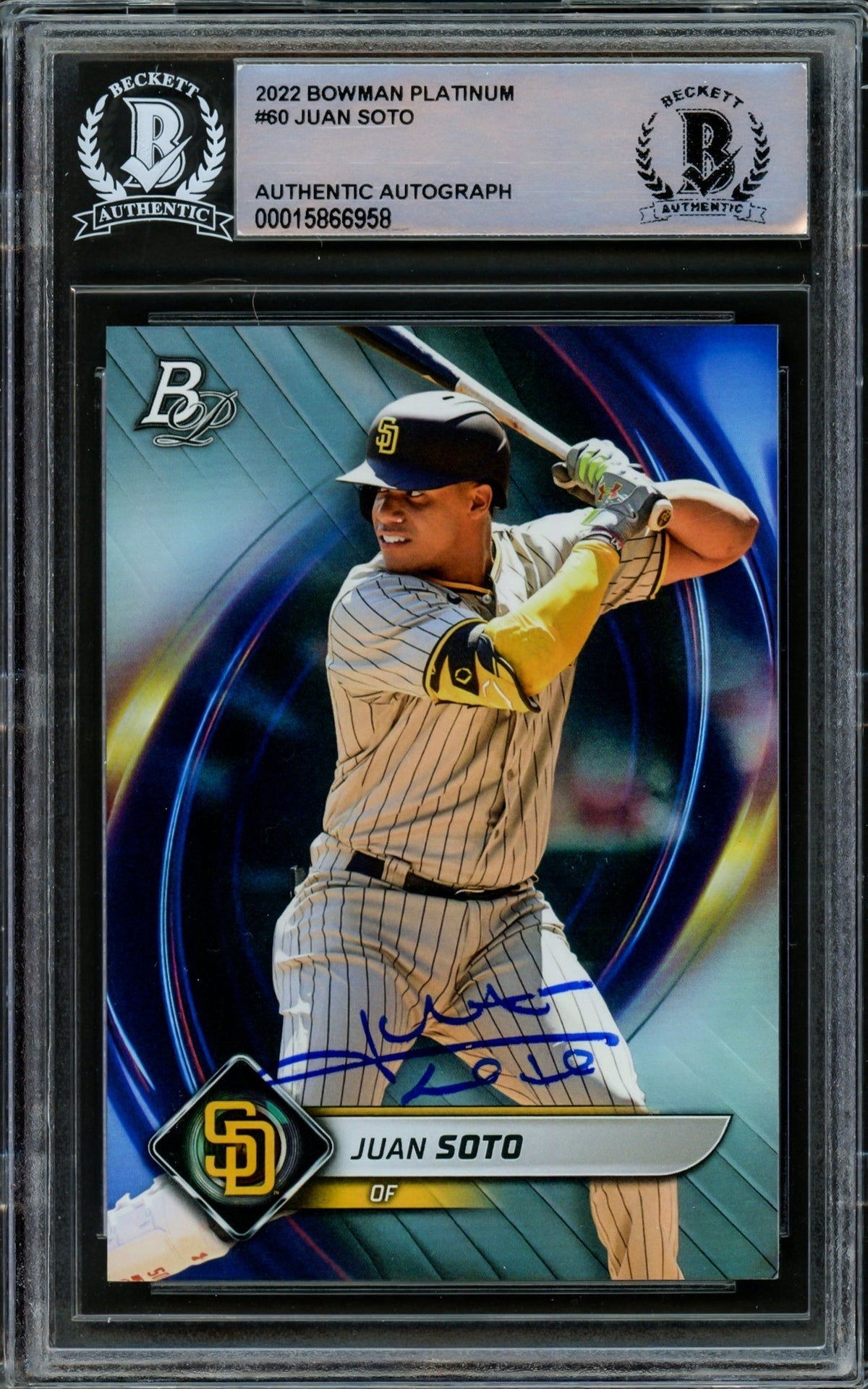 Juan Soto Autographed 2022 Bowman Platinum Card #60 San Diego Padres Beckett Bas #15866958