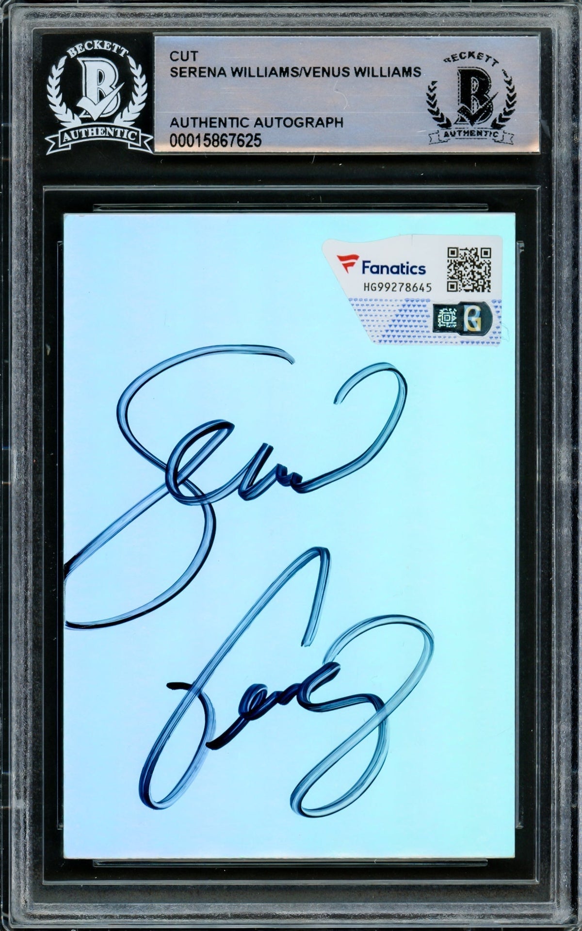 Serena & Venus Williams Autographed 2.5X3.5 Cut Signature Holo Foil Beckett Bas #15867625