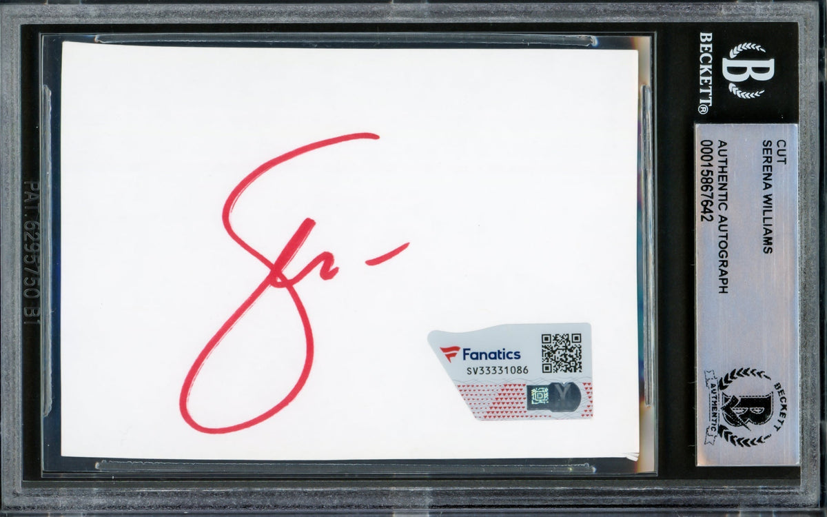 Serena Williams Autographed 2.5X3.5 Cut Signature Red Beckett Bas #15867642