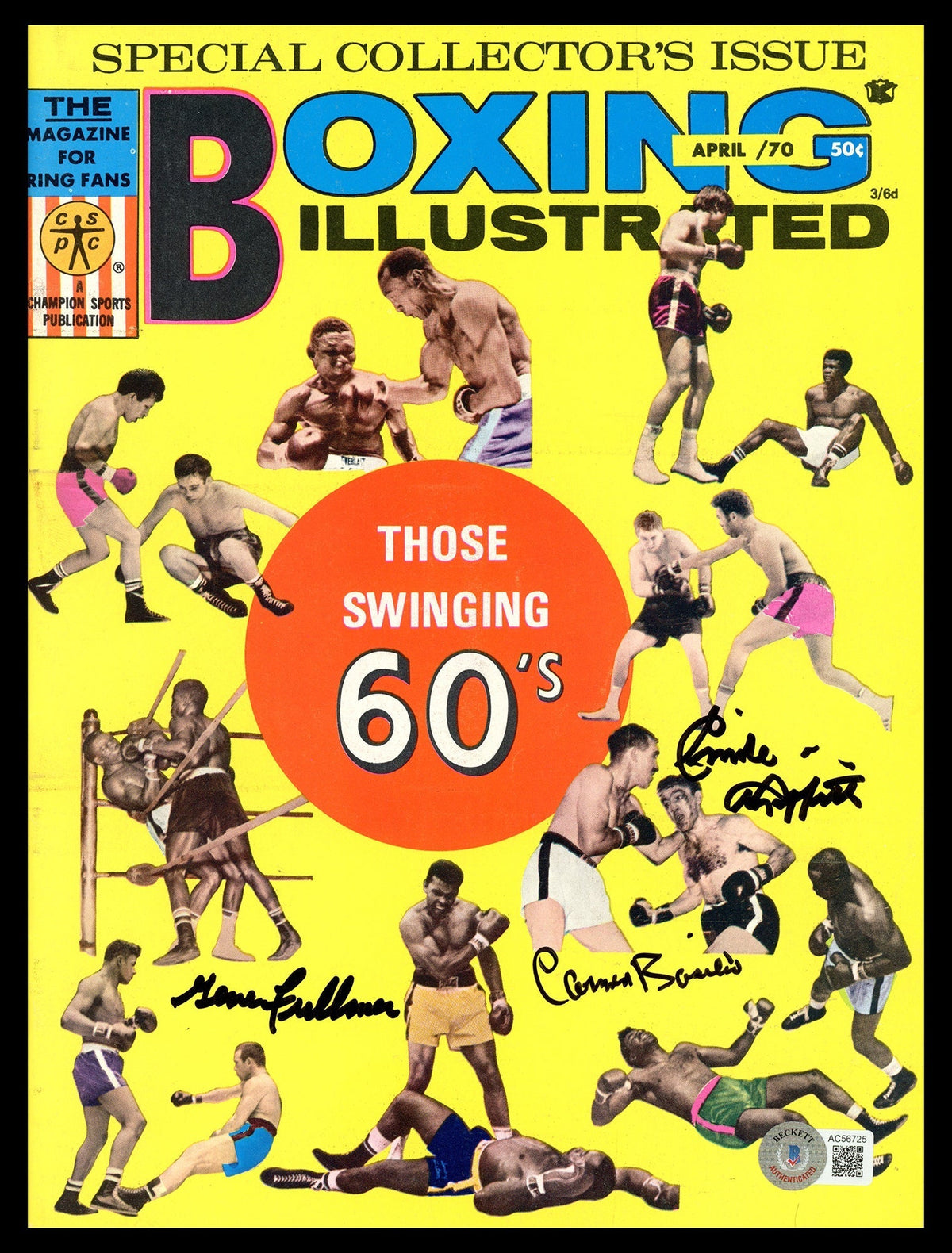 Gene Fullmer, Carmen Basilia & Emile Griffith Autographed Boxing Illustrated Magazine Beckett Bas #Ac56725