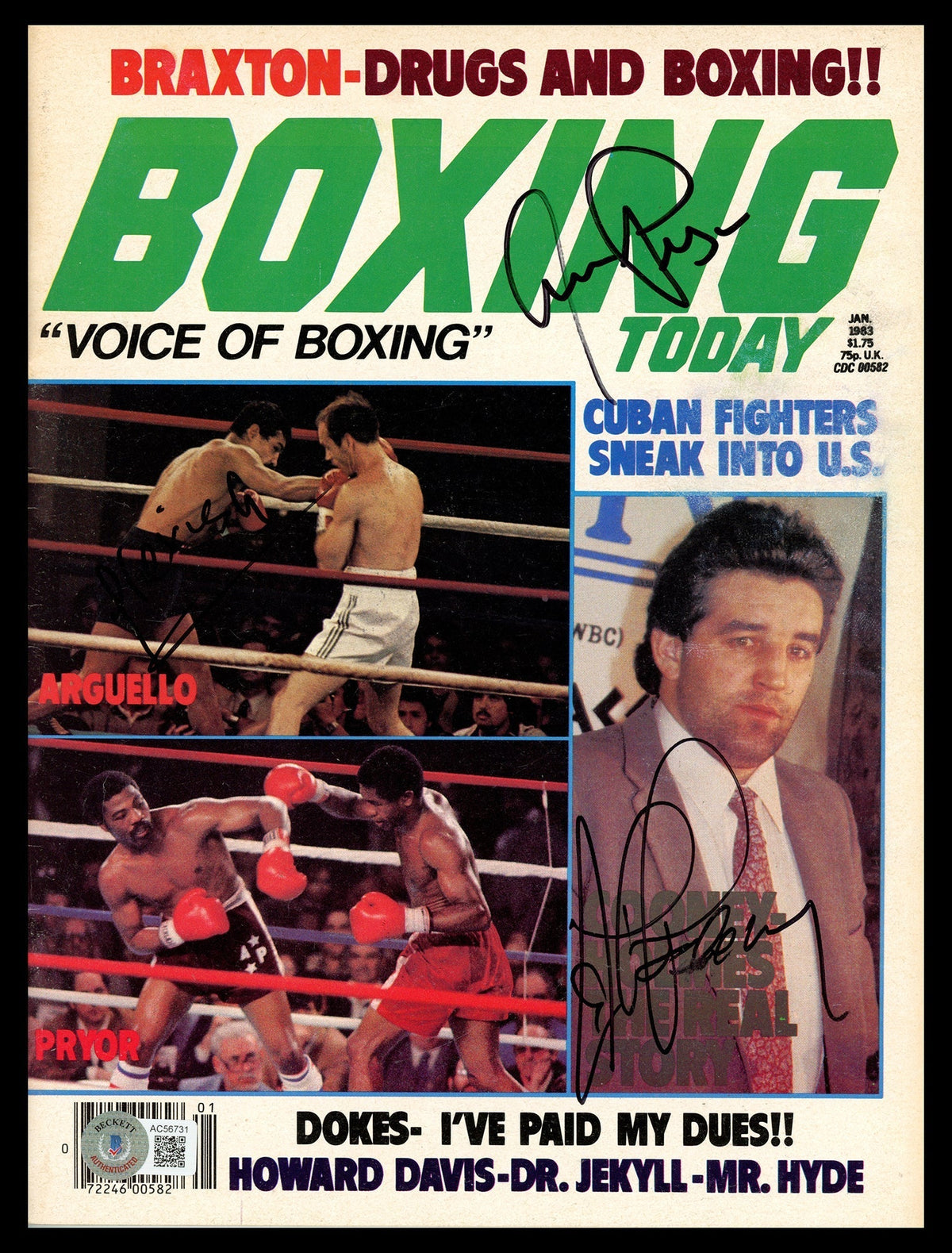 Alexis Arguello, Aaron Pryor & Gerry Cooney Autographed Boxing Today Magazine Beckett Bas #Ac56731