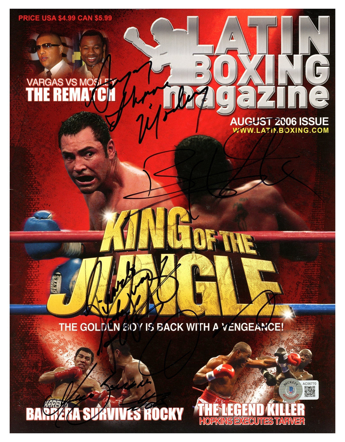 Boxing Legends Autographed Latin Boxing Magazine With 5 Signatures Including Oscar De La Hoya & "Sugar" Shane Mosley Beckett Bas #Ac56770