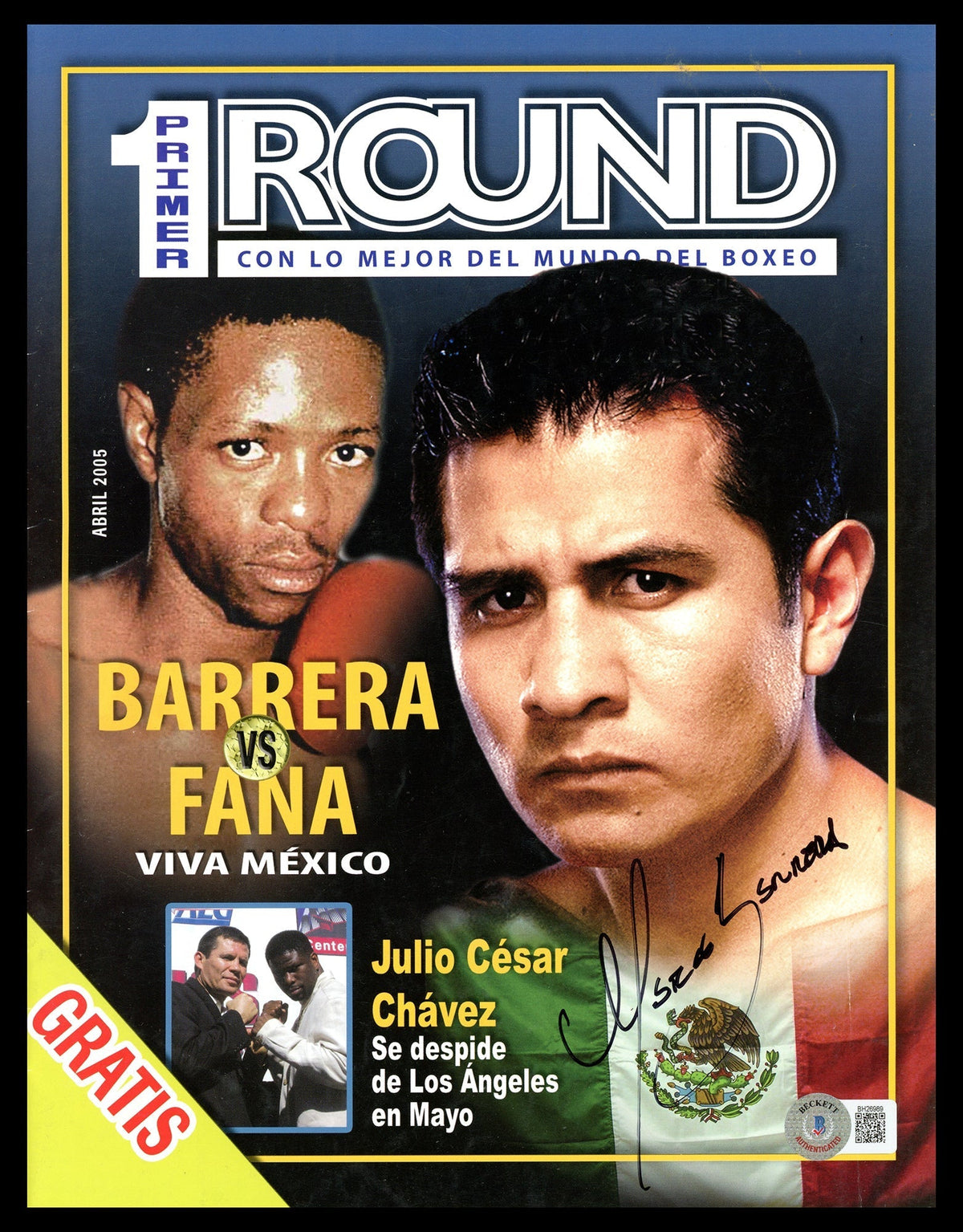 Marco Antonio Barrera Autographed Primer Round Magazine Beckett Bas Qr #Bh26989