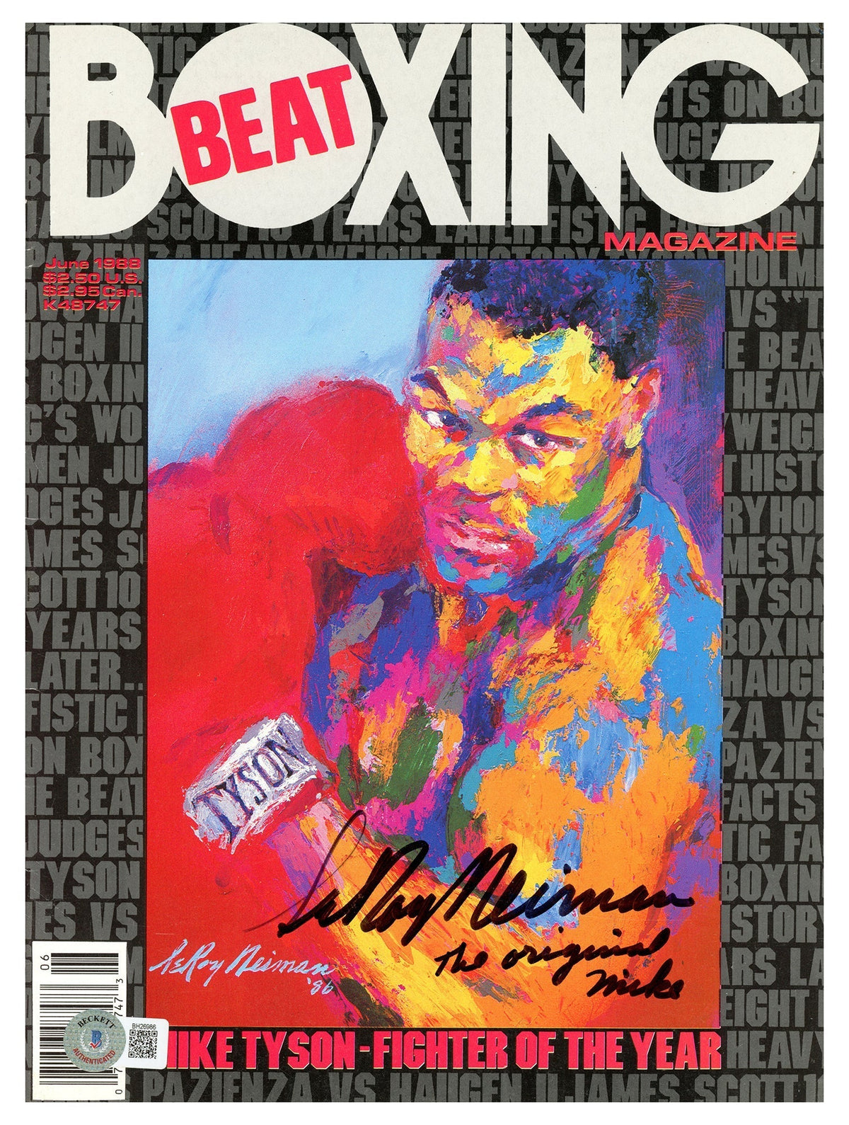 Leroy Neiman Autographed Boxing Beat Magazine "The Original Mike" Beckett Bas Qr #Bh26986