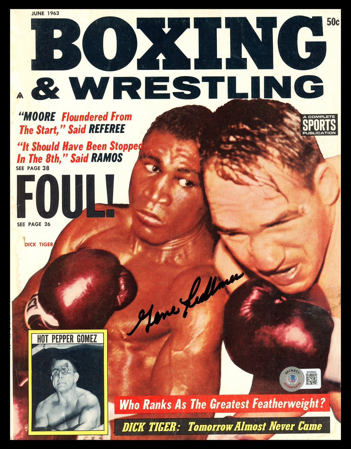Gene Fullmer Autographed Boxing & Wrestling Magazine Beckett Bas Qr #Bh26943