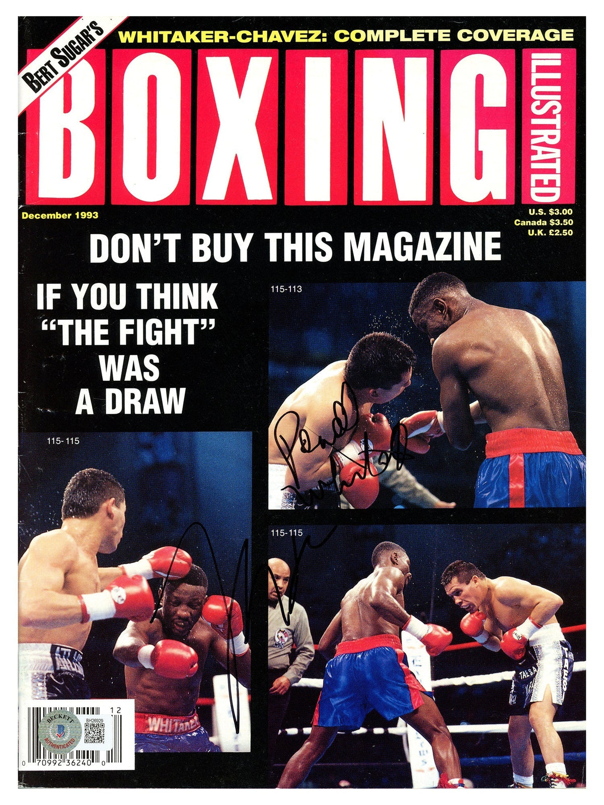 Julio Cesar Chavez & Pernell Whitaker Autographed Boxing Illustrated Magazine Beckett Bas Qr #Bh26929