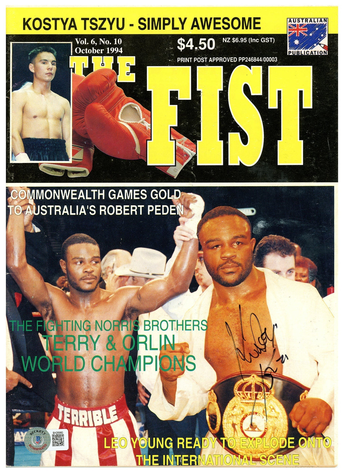 Kostya Tszyu Autographed The Fist Magazine Beckett Bas Qr #Bh26980