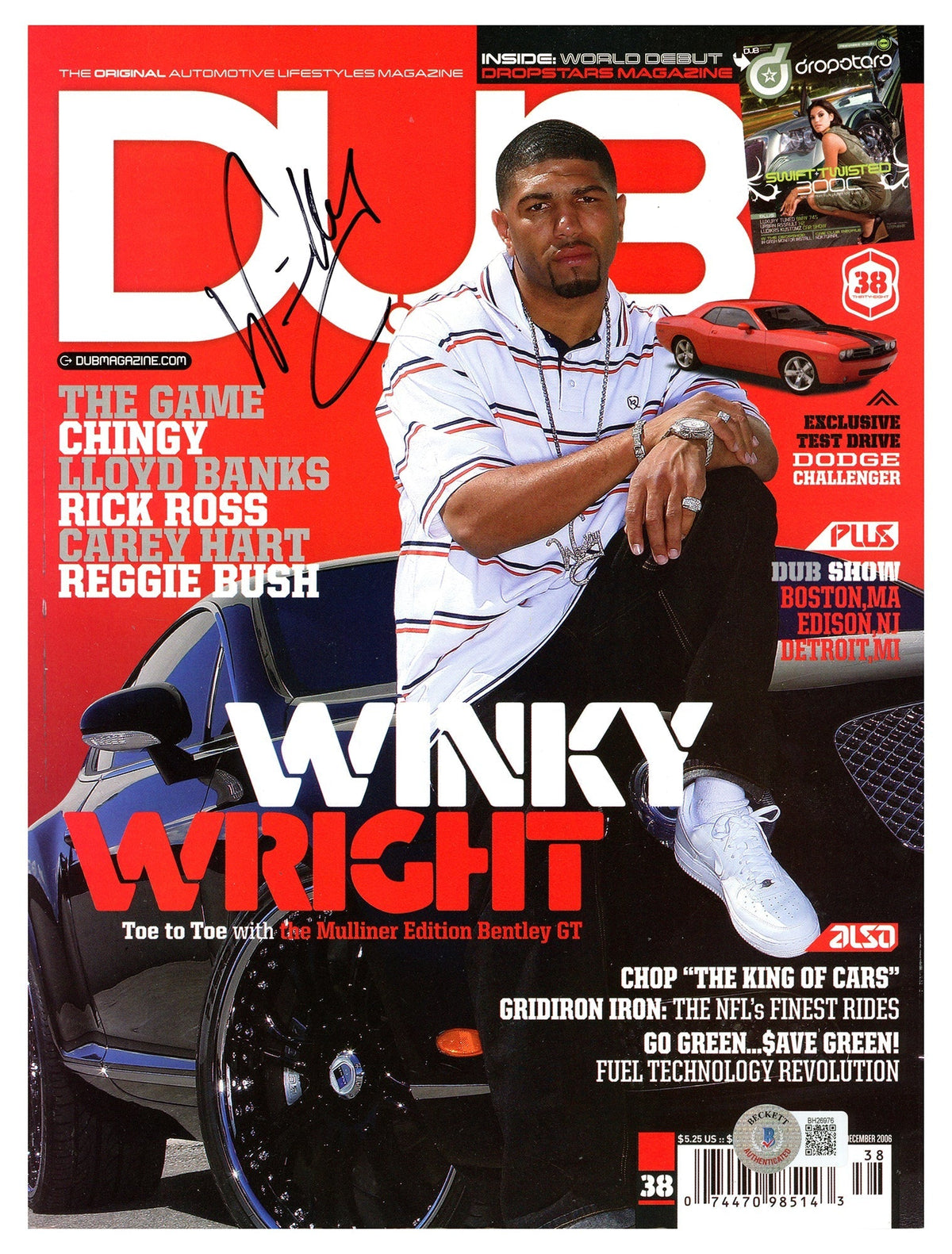 Winky Wright Autographed Dub Magazine Beckett Bas Qr #Bh26976