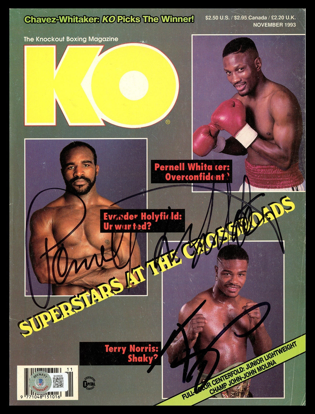 Pernell Whitaker & Terry Norris Autographed Ko Magazine Beckett Bas Qr #Bh26928