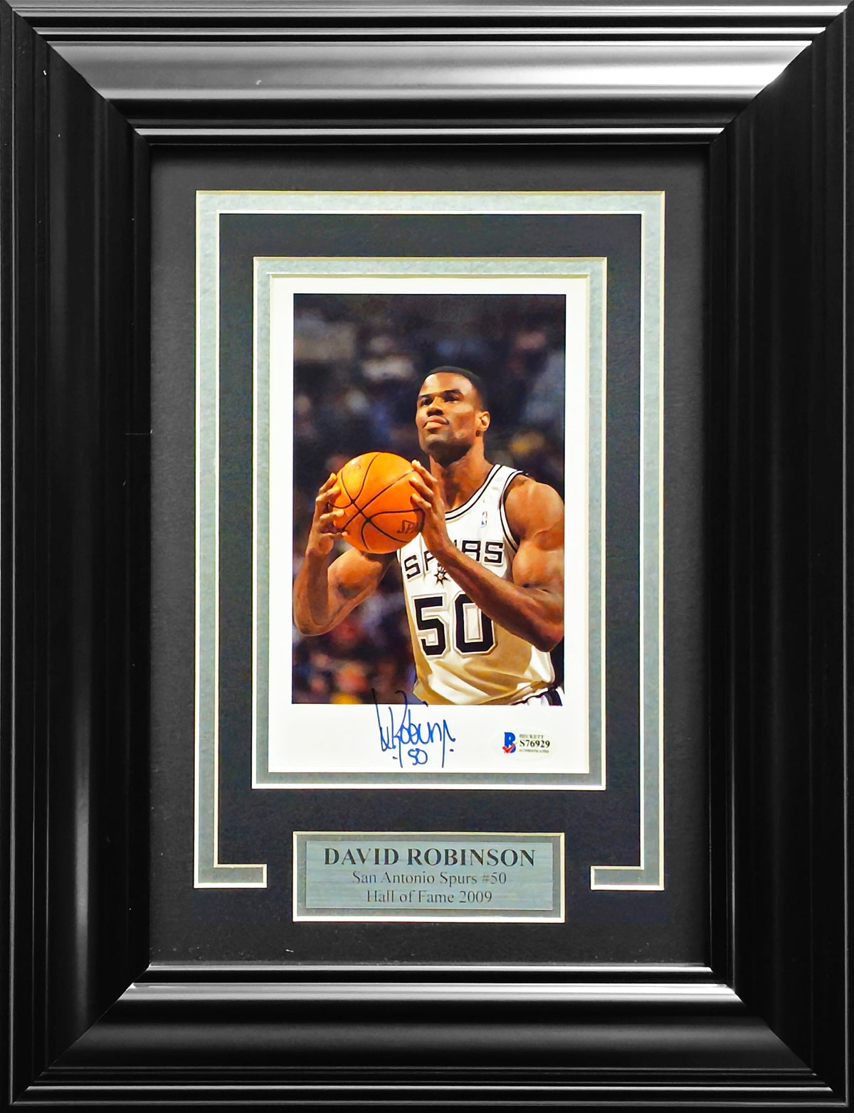 David Robinson Autographed Framed 5.5X8.5 Photo San Antonio Spurs Beckett Bas
