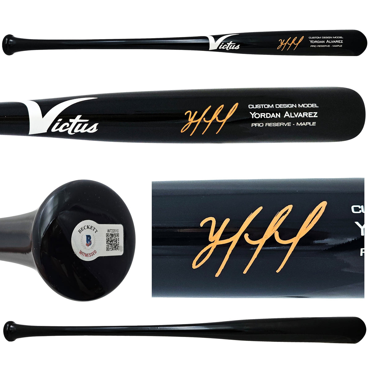 Yordan Alvarez Autographed Black Victus Player Model Bat Houston Astros Beckett Bas Witness Stock #220441