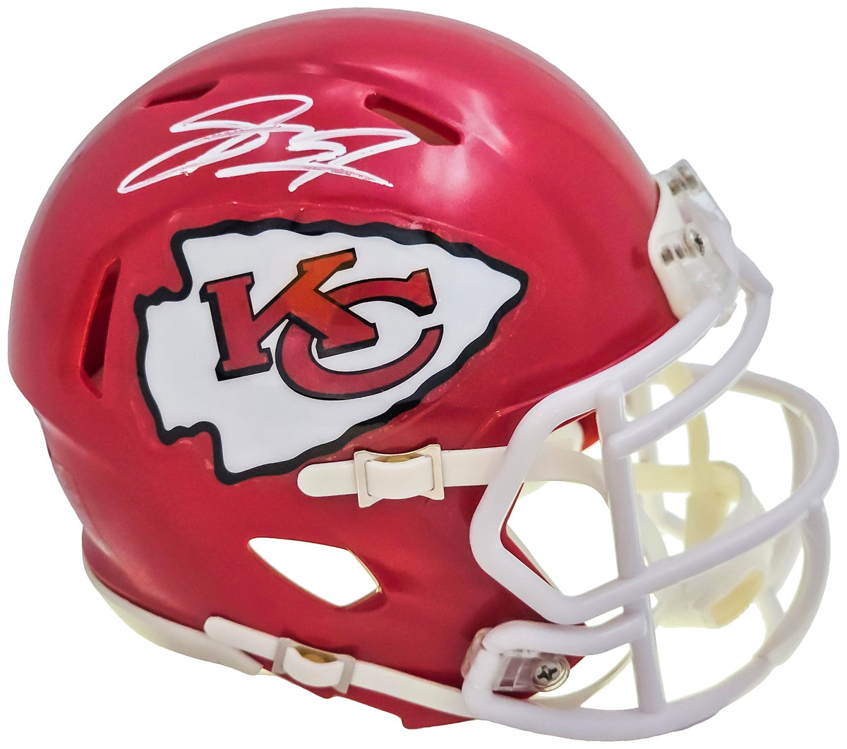 Skyy Moore Autographed Kansas City Chiefs Red Speed Mini Helmet Beckett Bas Witness Stock #220533