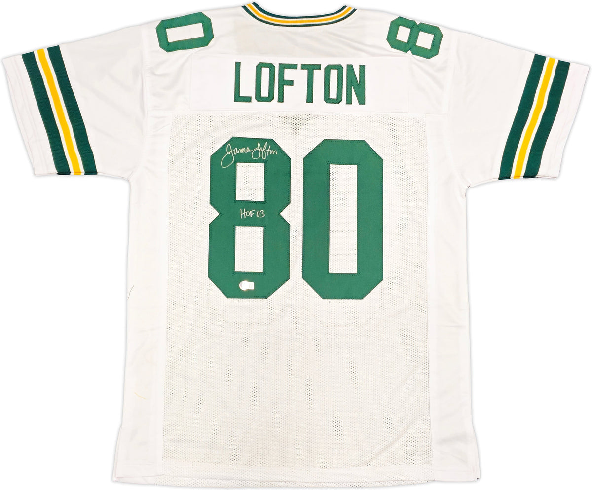 Green Bay Packers James Lofton Autographed White Jersey "Hof 03" Beckett Bas Witness