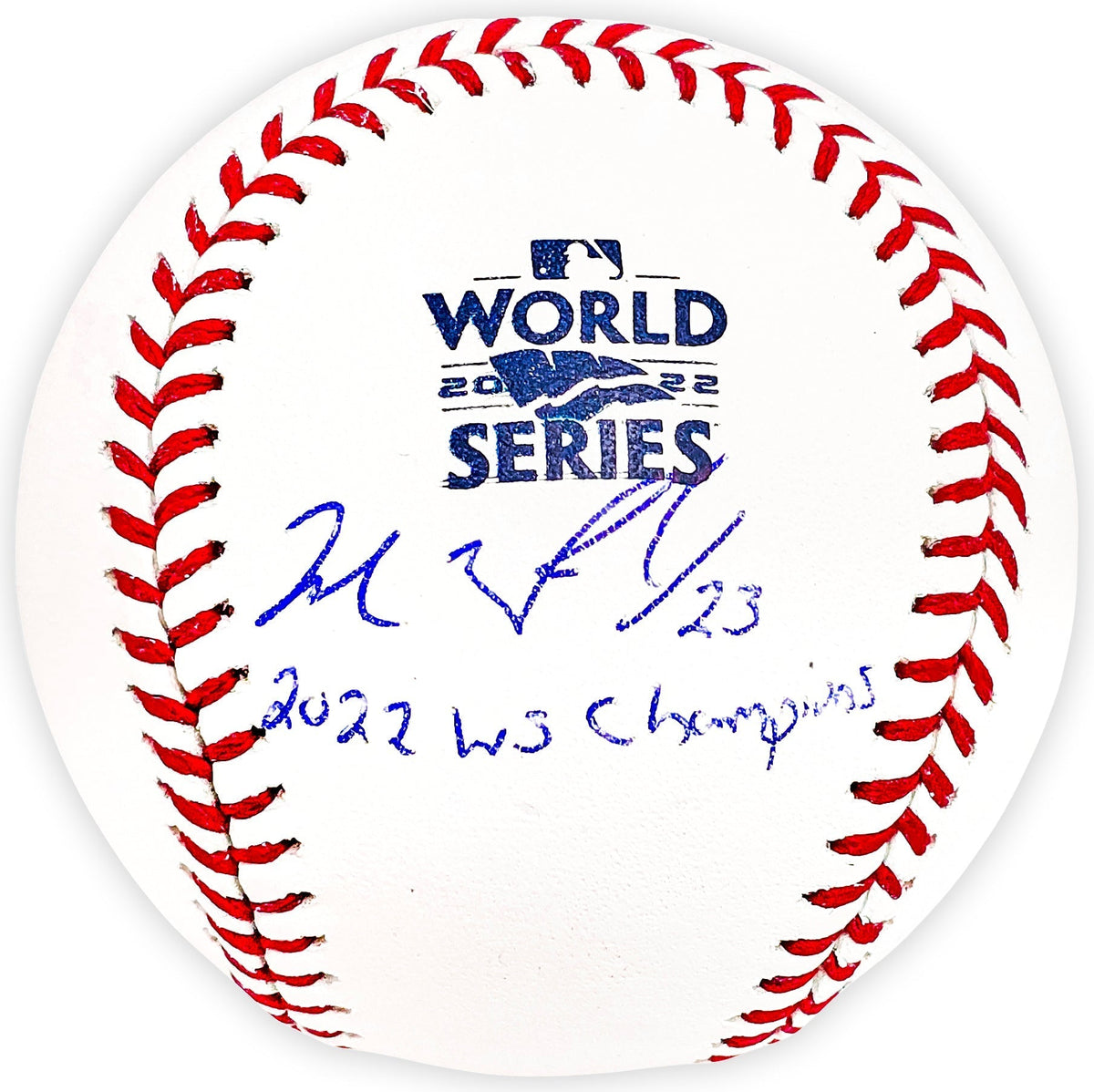 Michael Brantley Autographed Official 2022 World Series Logo MLB Baseball Houston Astros "2022 Ws Champions" Beckett Bas Witness Stock #220455