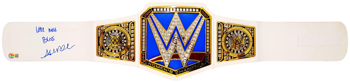 Alexa Bliss Autographed Blue & Gold Wwe Belt "Little Miss Bliss" Beckett Bas Witness Stock #208692
