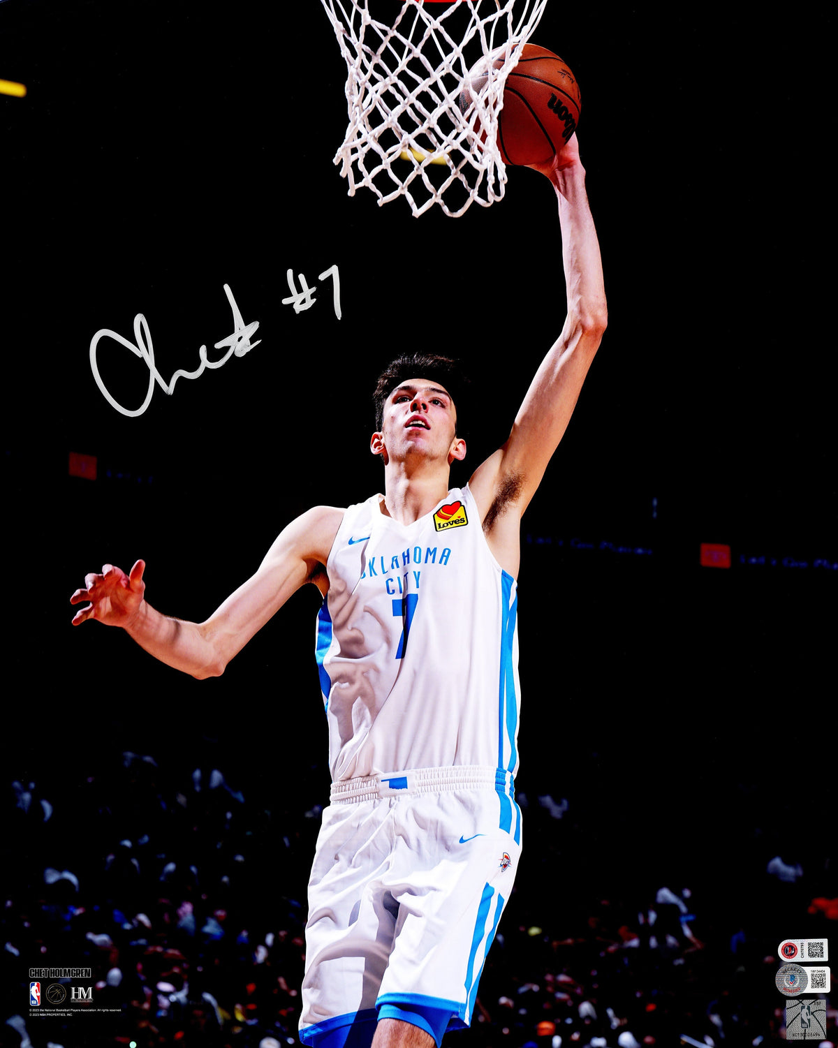 Chet Holmgren Autographed 16X20 Photo Oklahoma City Thunder Beckett Bas Witness