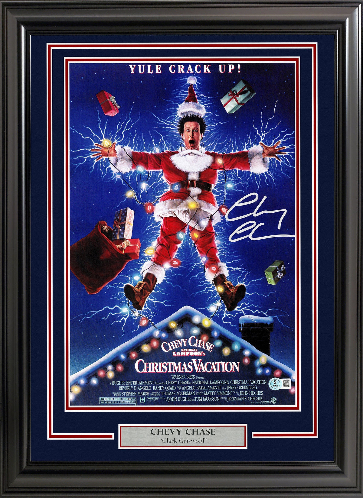 Chevy Chase Autographed Framed Christmas Vacation 11X17 Movie Poster Clark Griswold Beckett Bas Qr