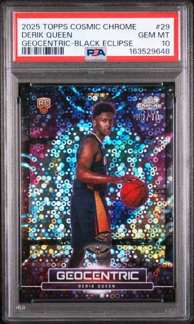 Basketball Topps Derik Queen 2025 Topps Cosmic Chrome Geocentric Black Eclipse #'D 09/10 PSA 10