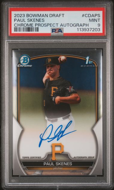 Baseball Bowman Paul Skenes 2023 1st Bowman Draft Chrome Autograph PSA 9