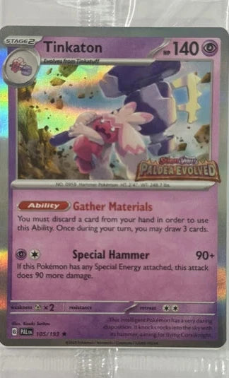 Sports Spanish Tinkaton (105/193) Evoluciones En Paldea Sealed Promo