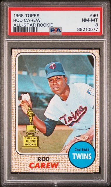 Baseball Topps Rod Carew All-Star Rookie 1968 Topps #80 PSA 8