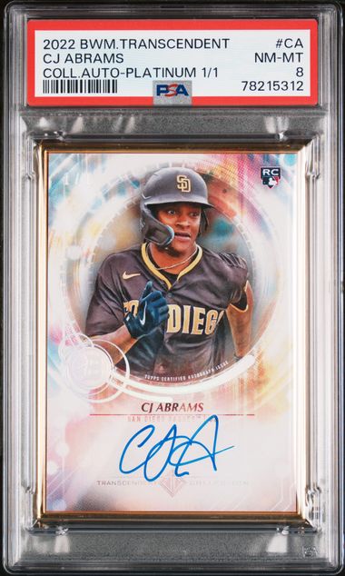 Baseball Bowman Cj Abrams 2022 Bowman Transcendent Autograph Platinum #'D 1/1 PSA 8