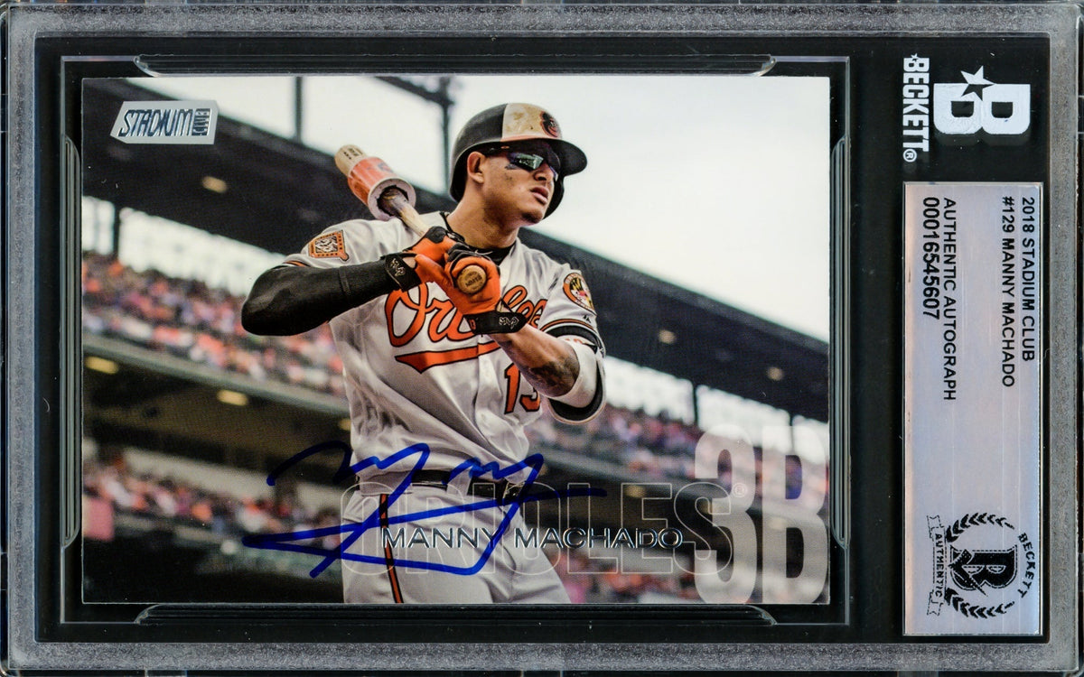 Manny Machado Autographed 2018 Stadium Club Card #129 Baltimore Orioles Beckett Bas #16545607