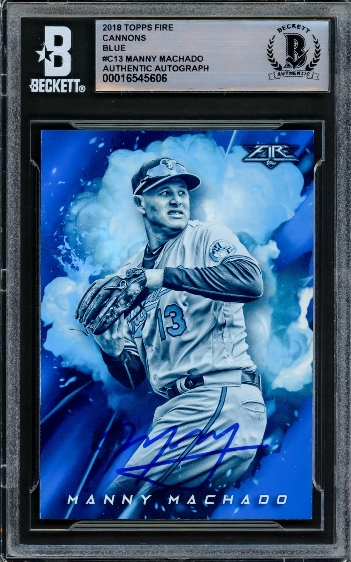 Manny Machado Autographed 2018 Topps Fire Card #C-13 Baltimore Orioles Beckett Bas #16545606