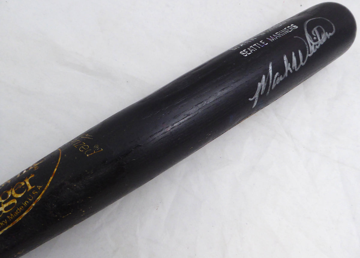 Mark Whiten Autographed Black Louisville Slugger L159 1996 Game Used Bat Seattle Mariners Cracked Sku #214052