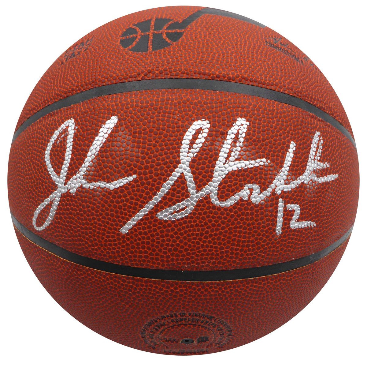 John Stockton Autographed Basketball Utah Jazz (Smudged) Beckett Bas Qr #1W271720