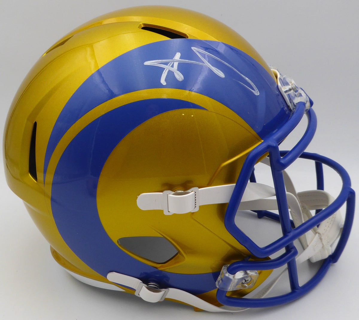 Aaron Donald Autographed Flash Yellow Full Size Replica Helmet Los Angeles Rams Beckett Bas Qr #1W393436