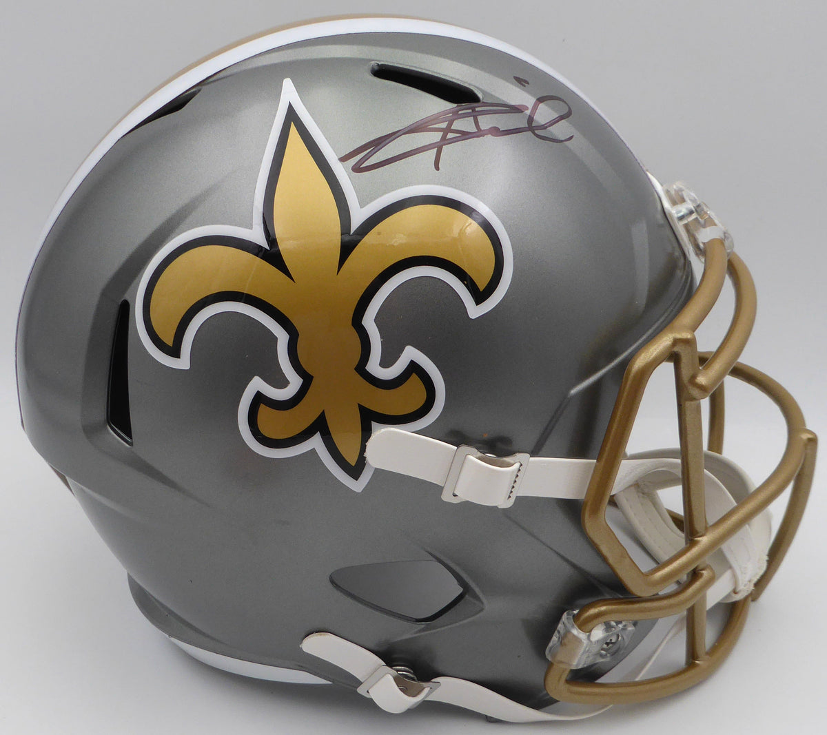 Alvin Kamara Autographed Flash Gold Full Size Replica Helmet New Orleans Saints Beckett Bas Qr #1W403145